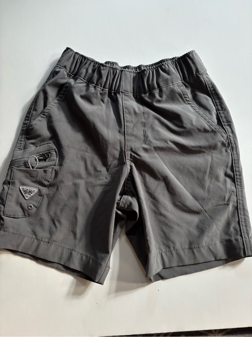 Kids Elastic-Waist Gray Cargo Shorts